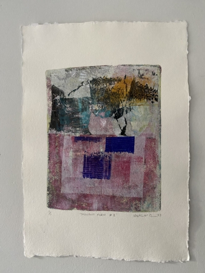 Thought Form #2 Gelli Print & Collage on 210 gsm Khadi Handmade Paper | Framed 43 x 55cm