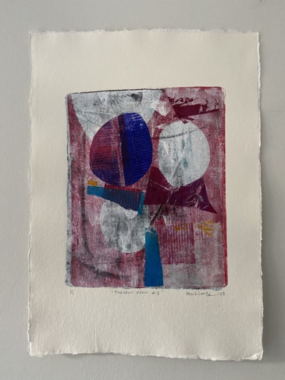 Thought Form #3 Gelli Print & Collage on 210 gsm Khadi Handmade Paper | Framed 43 x 55cm