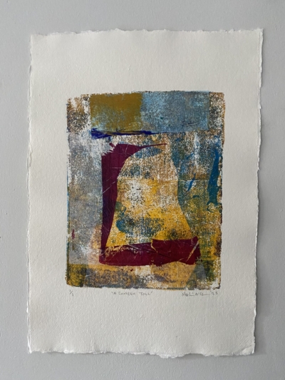 A Somber Toll Gelli Print & Collage on 210 gsm Khadi Handmade Paper | Framed 43 x 55cm