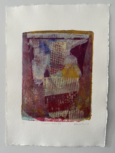 Thought Form #1 Gelli Print & Collage on 210 gsm Khadi Handmade Paper | Framed 43 x 55cm