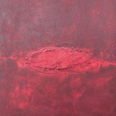 Raised Red Mixed Media on Cradled Wood Panel 40cm sq