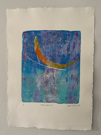 equilibrium Gelli Print & Collage on 210 gsm Khadi Handmade Paper | Framed 43 x 55cm