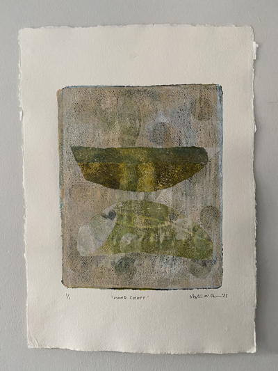 hand craft Gelli Print & Collage on 210 gsm Khadi Handmade Paper | Framed 43 x 55cm